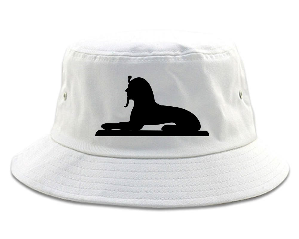 Egyptian Sphinx Mens Bucket Hat White