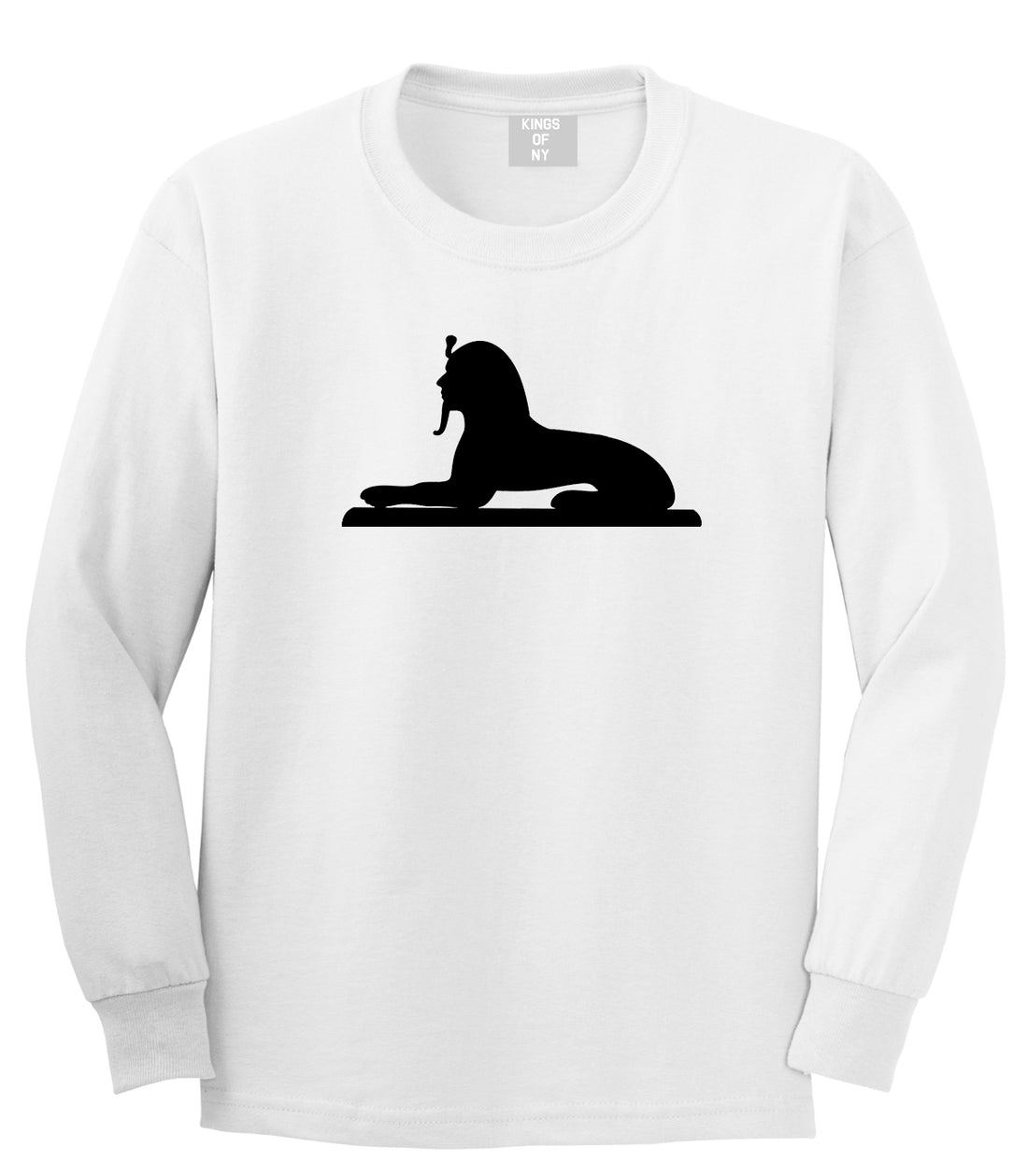Egyptian Sphinx Mens Long Sleeve T-Shirt White by Kings Of NY