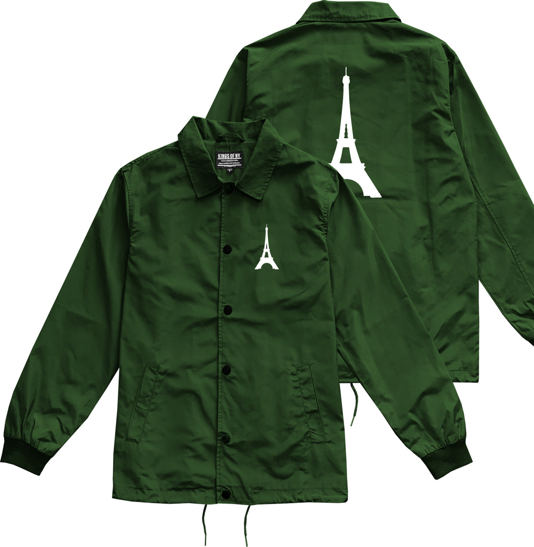 Eiffel Tower Paris Chest Mens Green Coaches Jacket by Kings Of NY