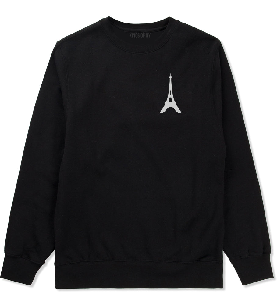 Eiffel Tower Paris Chest Mens Black Crewneck Sweatshirt by Kings Of NY