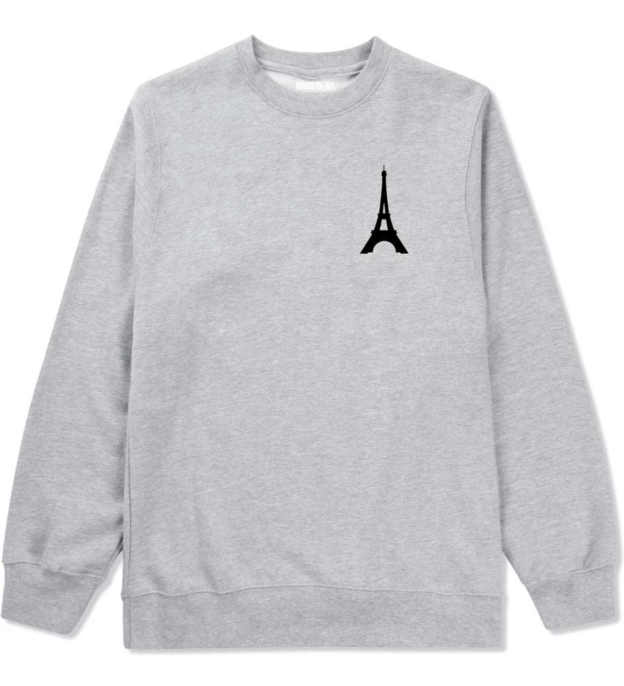 Eiffel Tower Paris Chest Mens Grey Crewneck Sweatshirt by Kings Of NY
