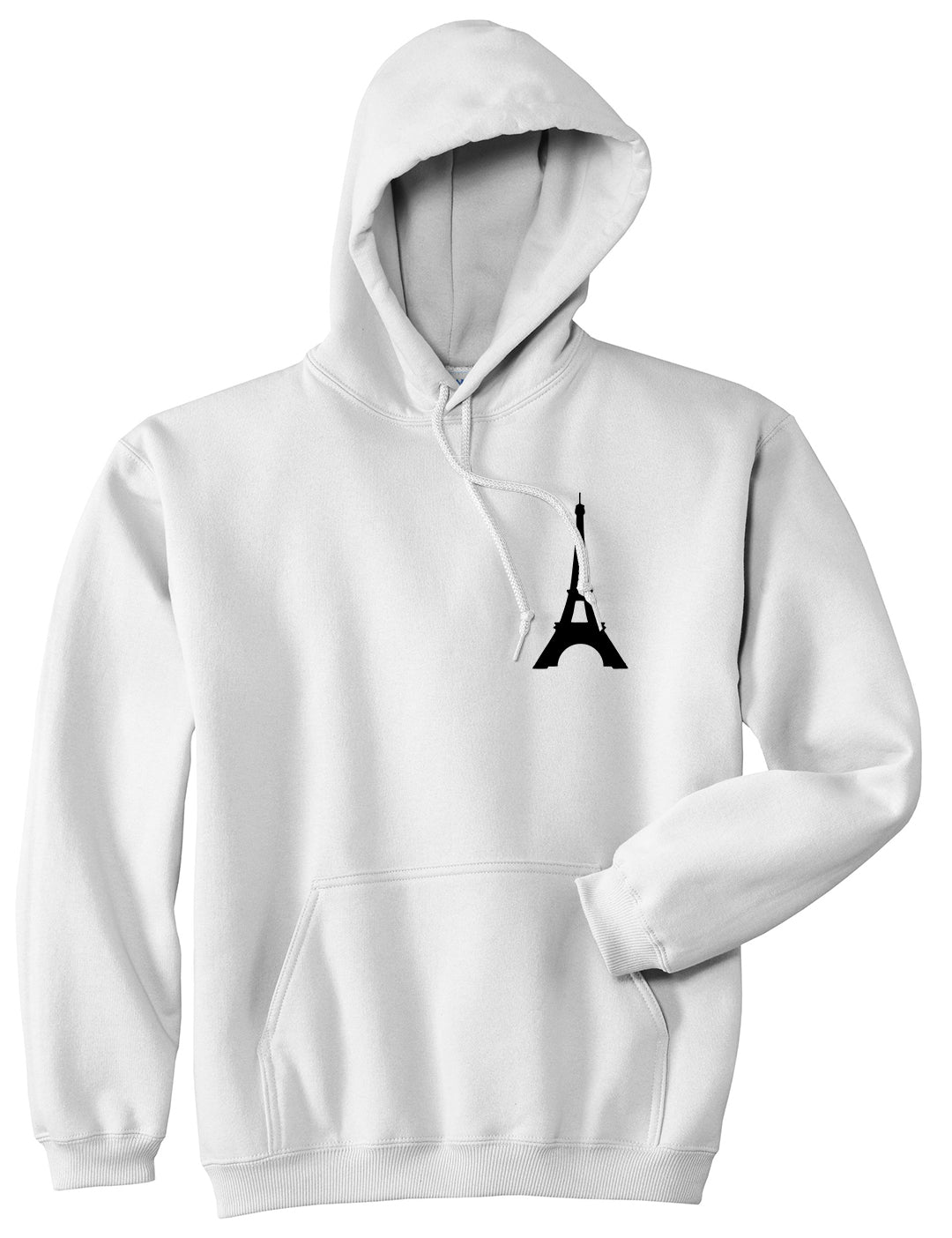 Eiffel Tower Paris Chest Mens White Pullover Hoodie by Kings Of NY