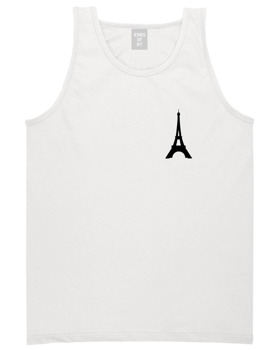 Eiffel_Tower_Paris_Chest Mens White Tank Top Shirt by Kings Of NY