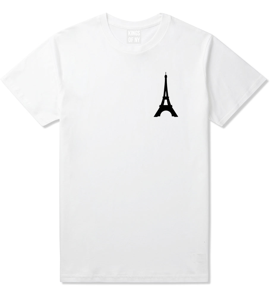 Eiffel_Tower_Paris_Chest Mens White T-Shirt by Kings Of NY