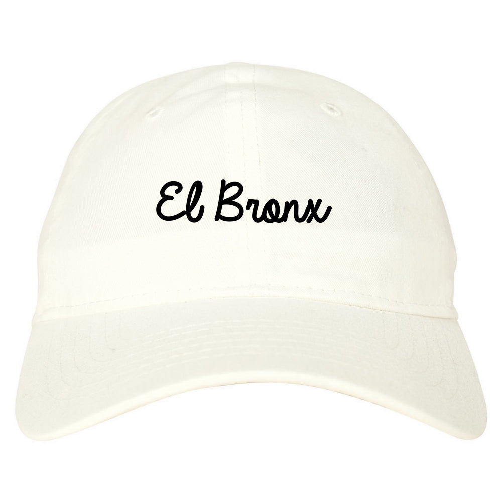 El Bronx Spanish Script Mens Dad Hat Baseball Cap White