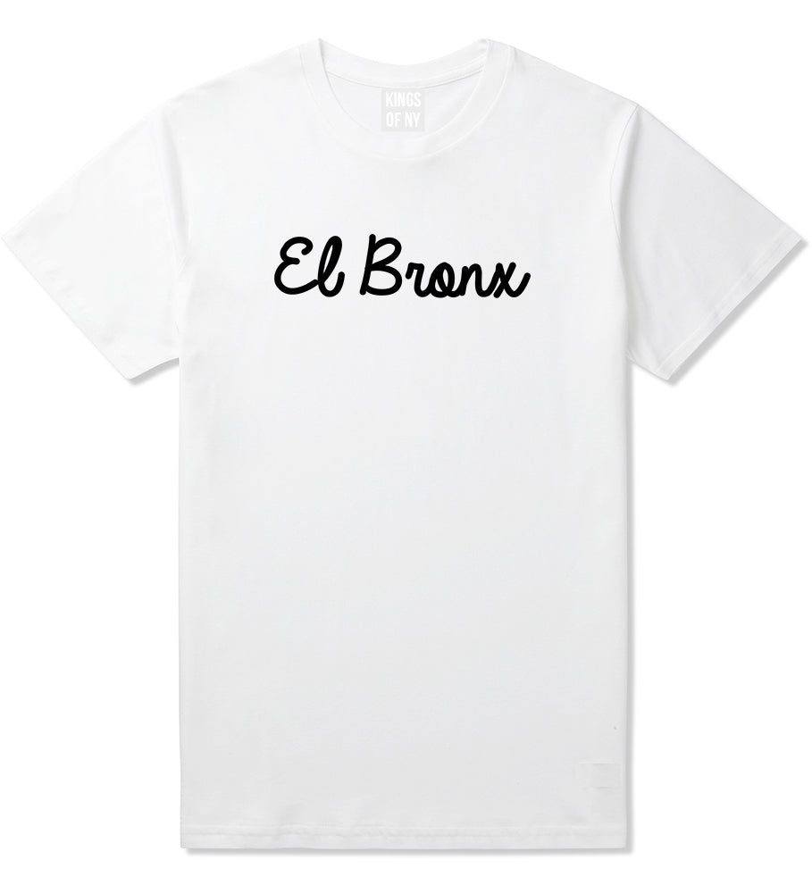 El Bronx Spanish Script Mens T-Shirt White by Kings Of NY