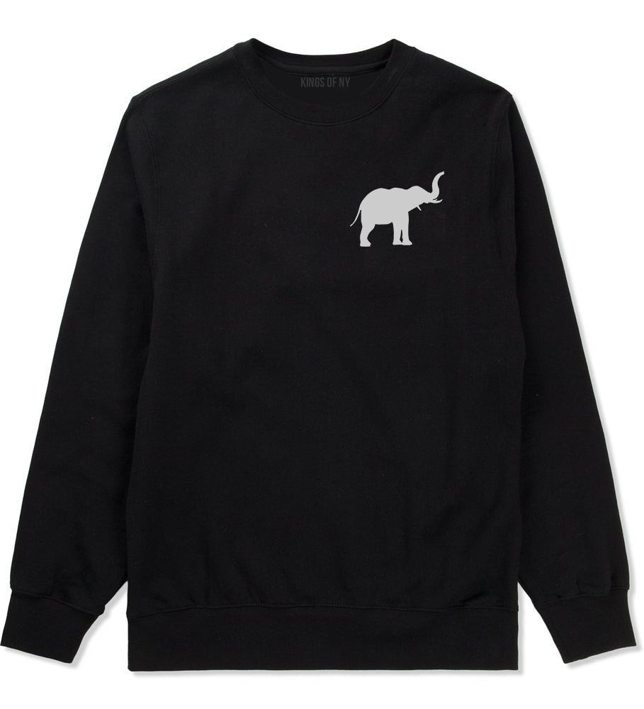 Elephant Animal Chest Mens Black Crewneck Sweatshirt by Kings Of NY