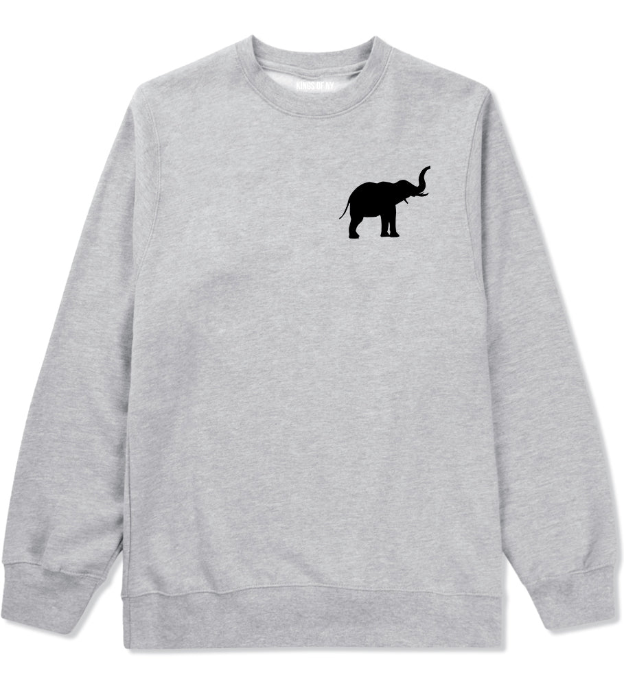 Elephant Animal Chest Mens Grey Crewneck Sweatshirt by Kings Of NY