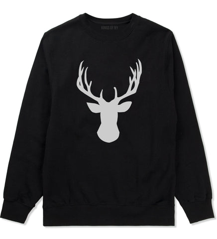 Elk Antler Deer Animal Mens Black Crewneck Sweatshirt by Kings Of NY