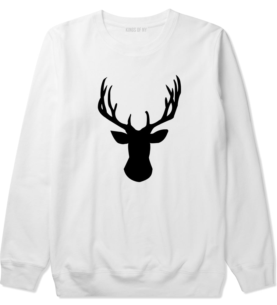 Elk Antler Deer Animal Mens White Crewneck Sweatshirt by Kings Of NY