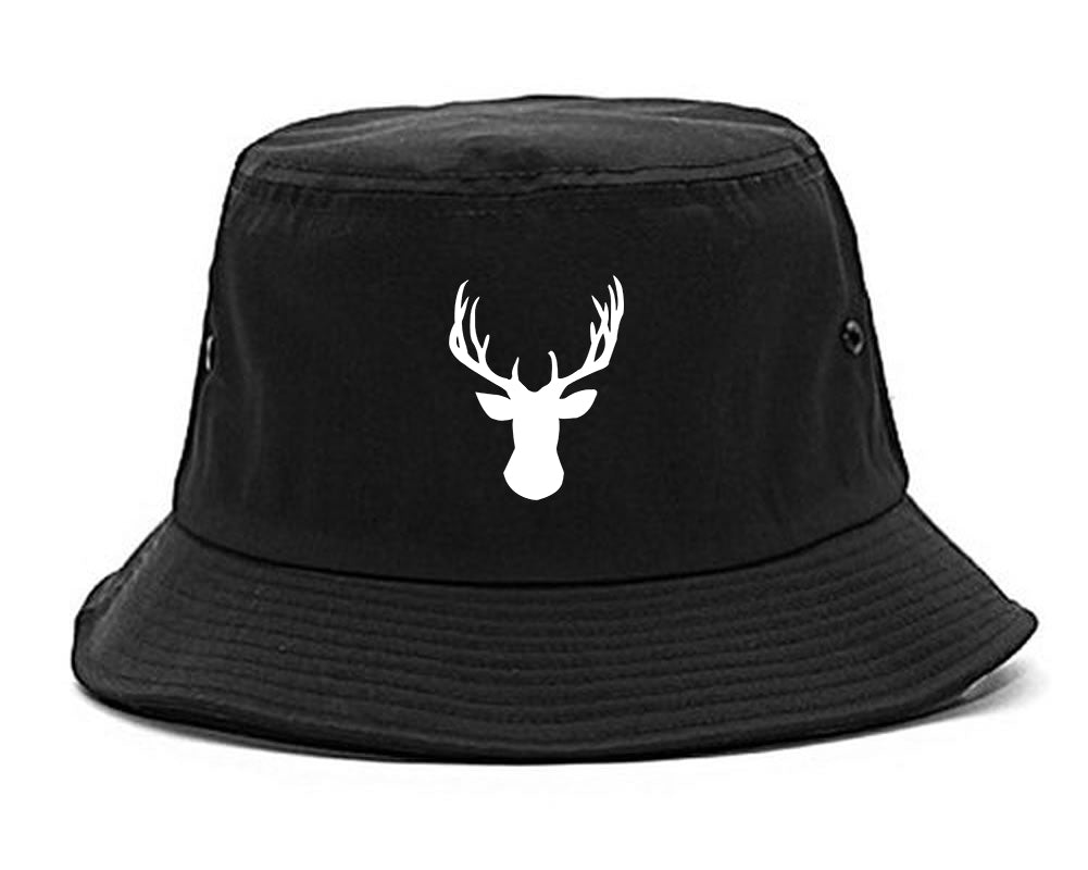 Elk_Antler_Deer_Animal Mens Black Bucket Hat by Kings Of NY