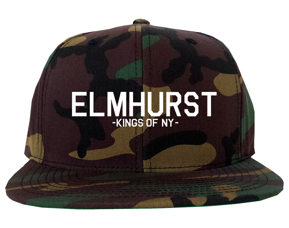 Elmhurst Queens New York Mens Snapback Hat Green Camo