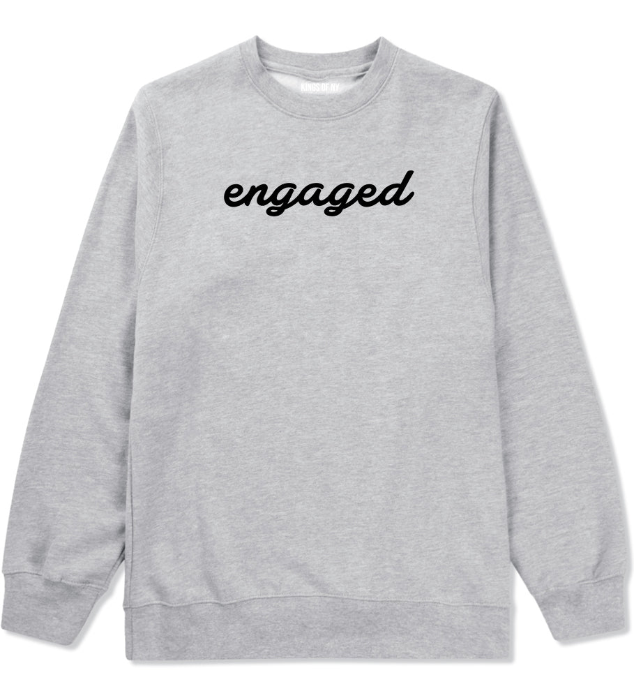 Engaged Script Mens Grey Crewneck Sweatshirt by Kings Of NY