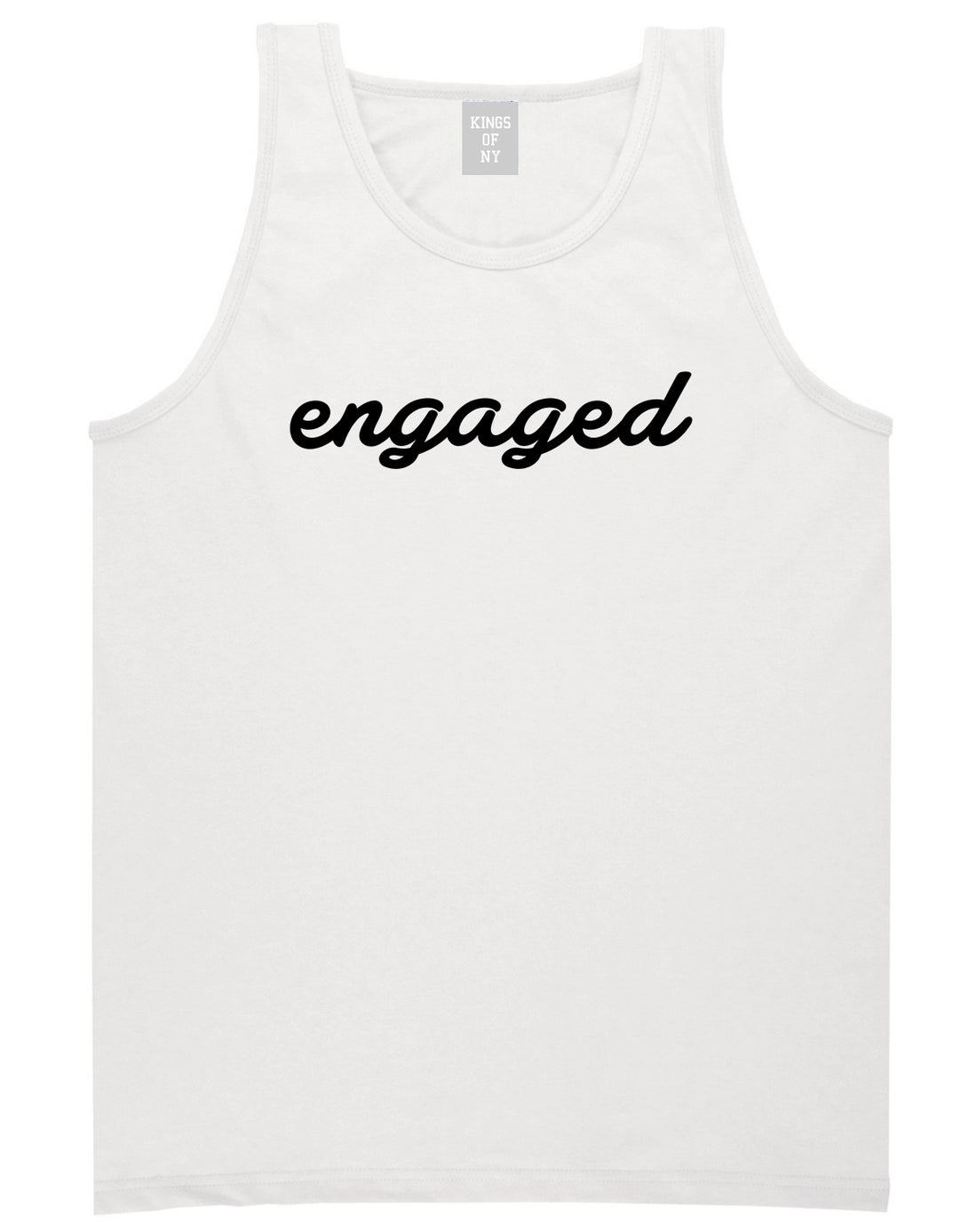 Engaged_Script Mens White Tank Top Shirt by Kings Of NY