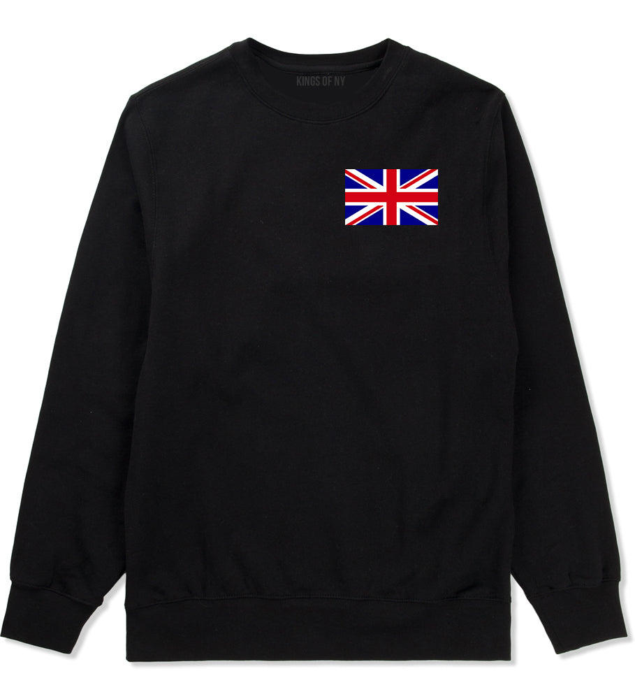 English England Flag Chest Mens Black Crewneck Sweatshirt by KINGS OF NY