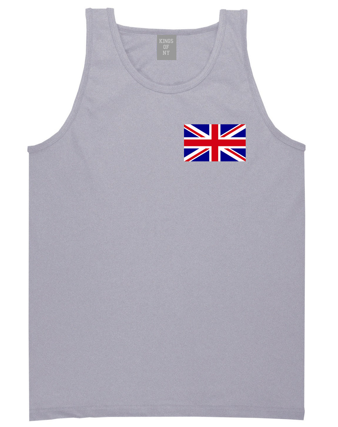 English England Flag Chest Mens Grey Tank Top Shirt by KINGS OF NY