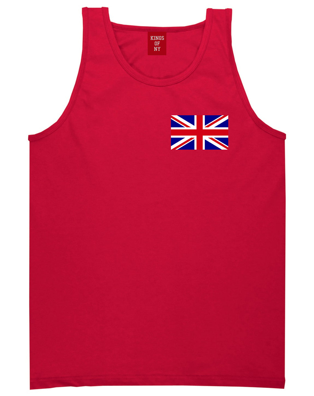 English England Flag Chest Mens Red Tank Top Shirt by KINGS OF NY