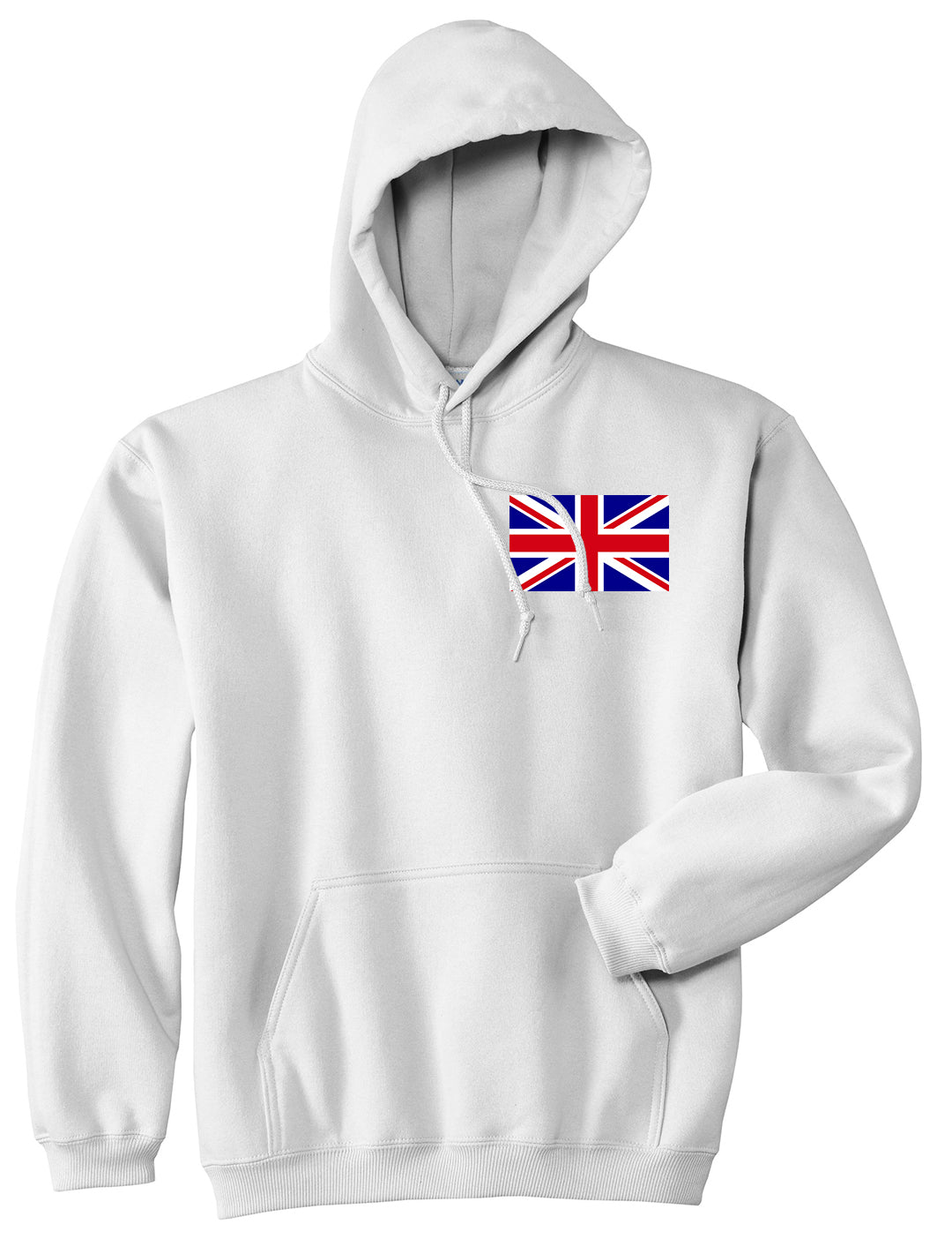 English England Flag Chest Mens White Pullover Hoodie by KINGS OF NY