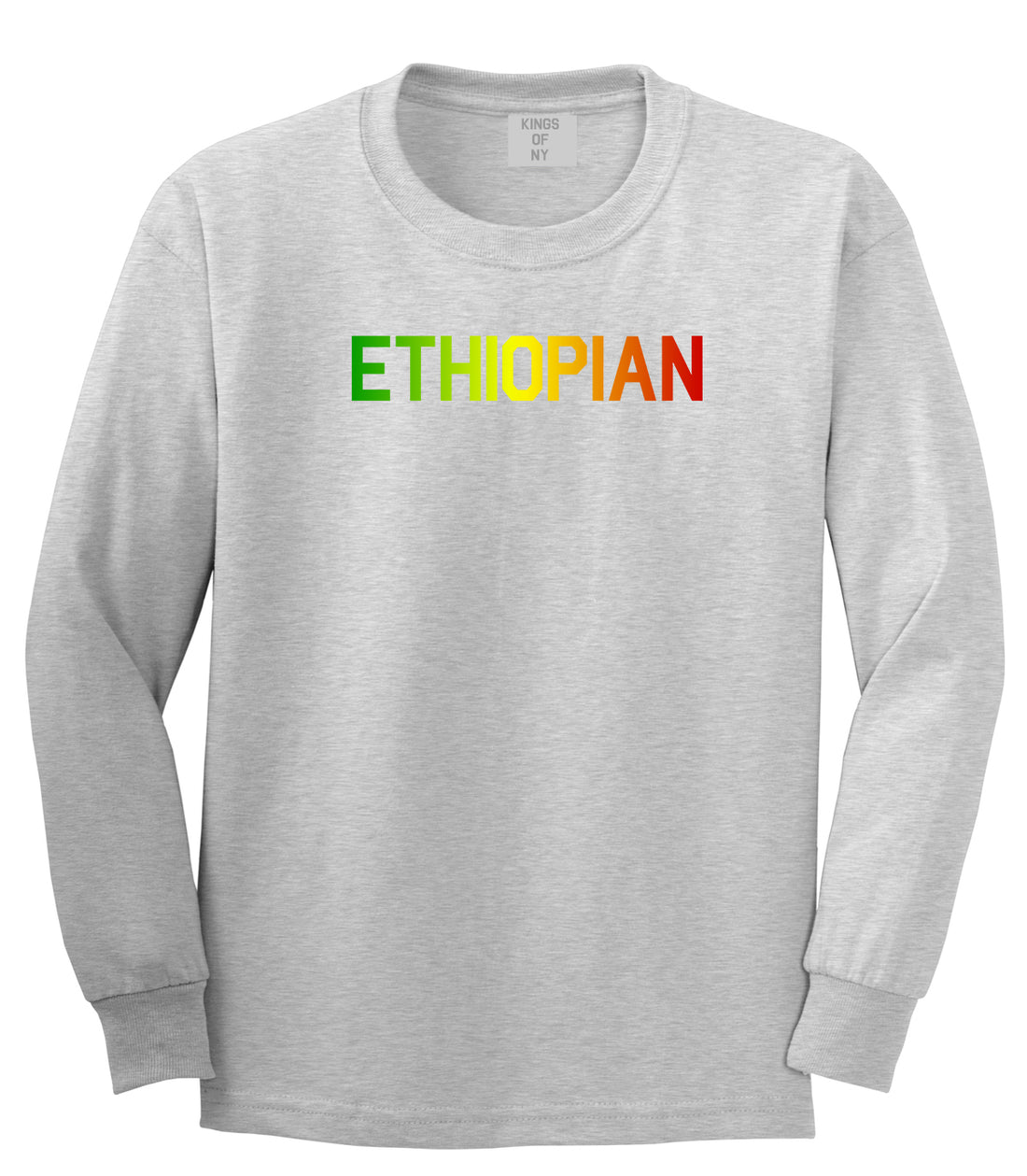 Ethiopian Colors Ethiopia Mens Grey Long Sleeve T-Shirt by KINGS OF NY
