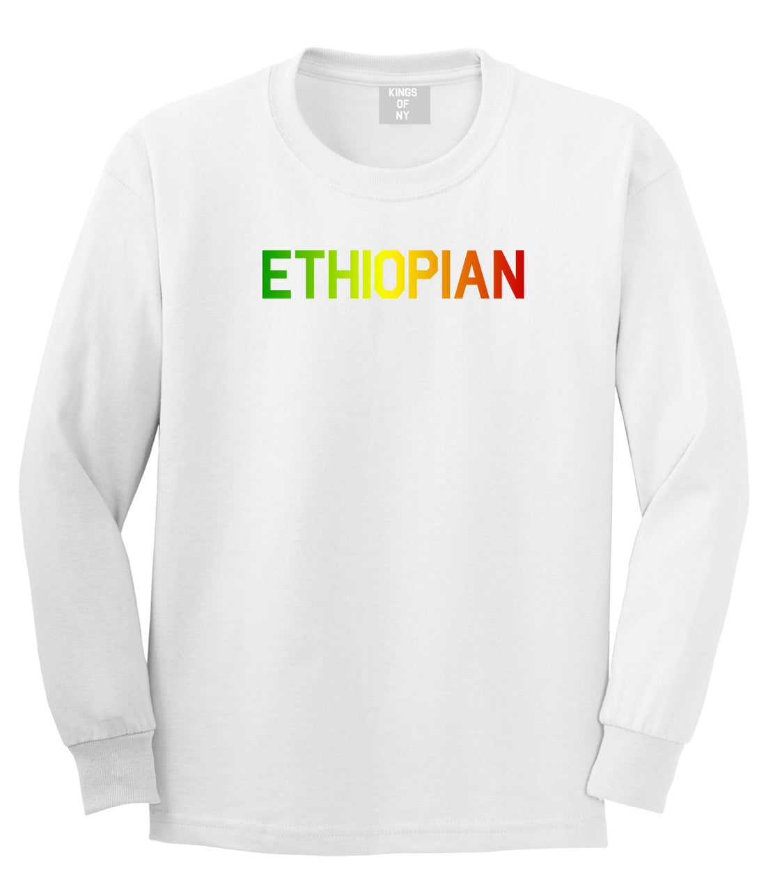 Ethiopian Colors Ethiopia Mens White Long Sleeve T-Shirt by KINGS OF NY