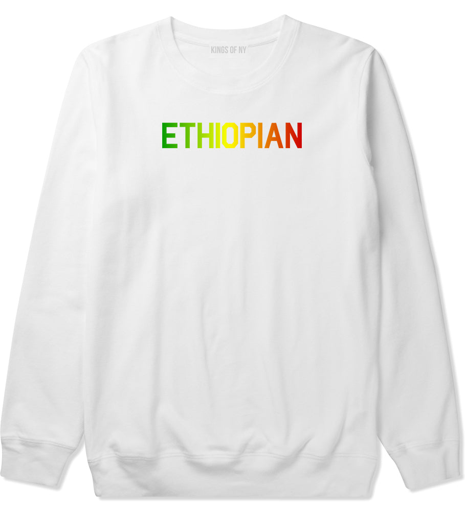 Ethiopian Colors Ethiopia Mens White Crewneck Sweatshirt by KINGS OF NY
