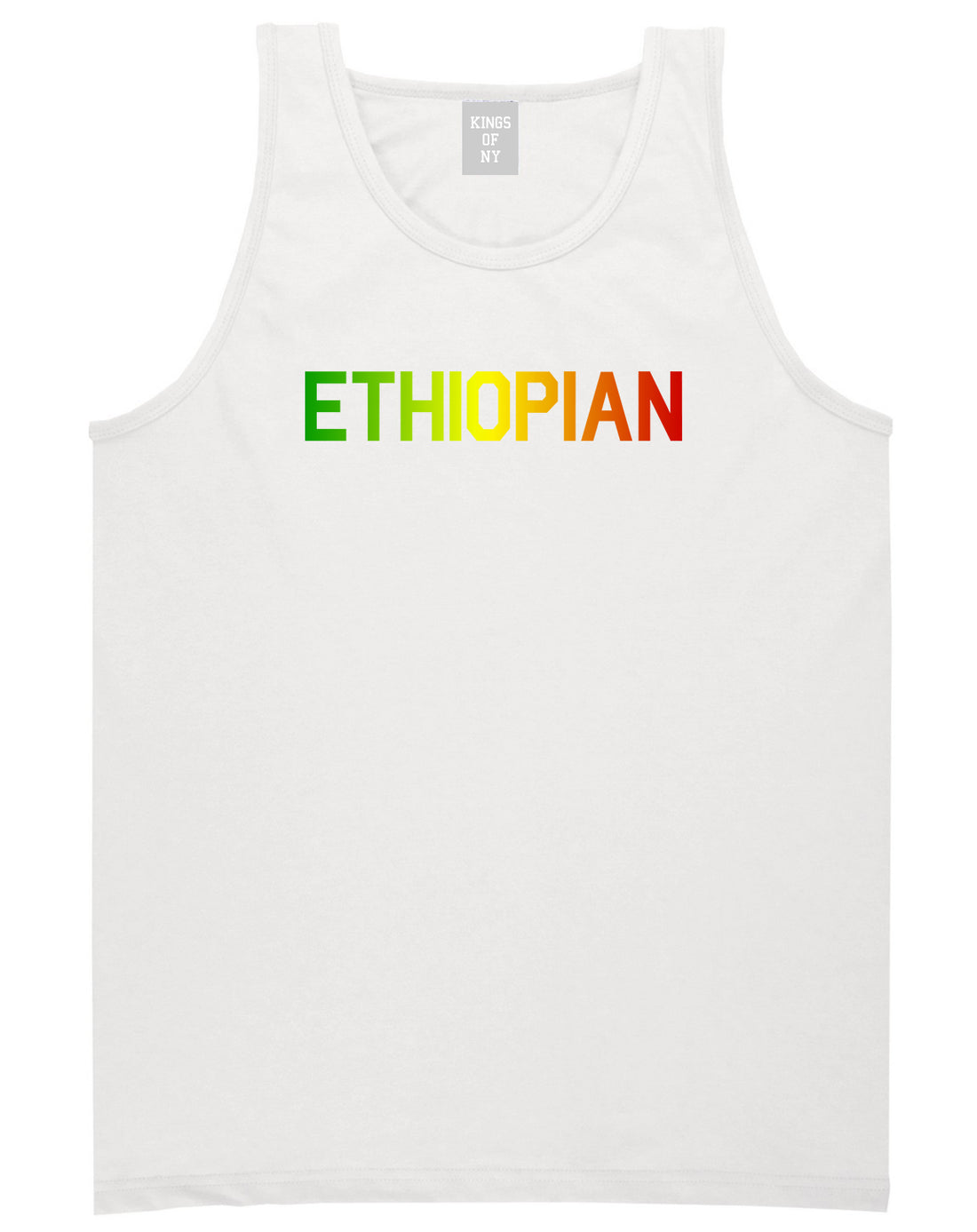 Ethiopian Colors Ethiopia Mens White Tank Top Shirt by KINGS OF NY