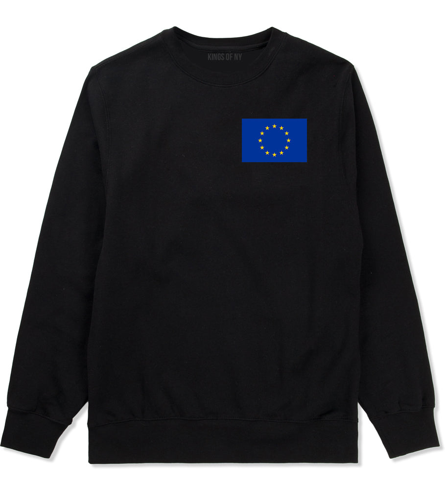 European Union Flag Chest Mens Black Crewneck Sweatshirt by KINGS OF NY