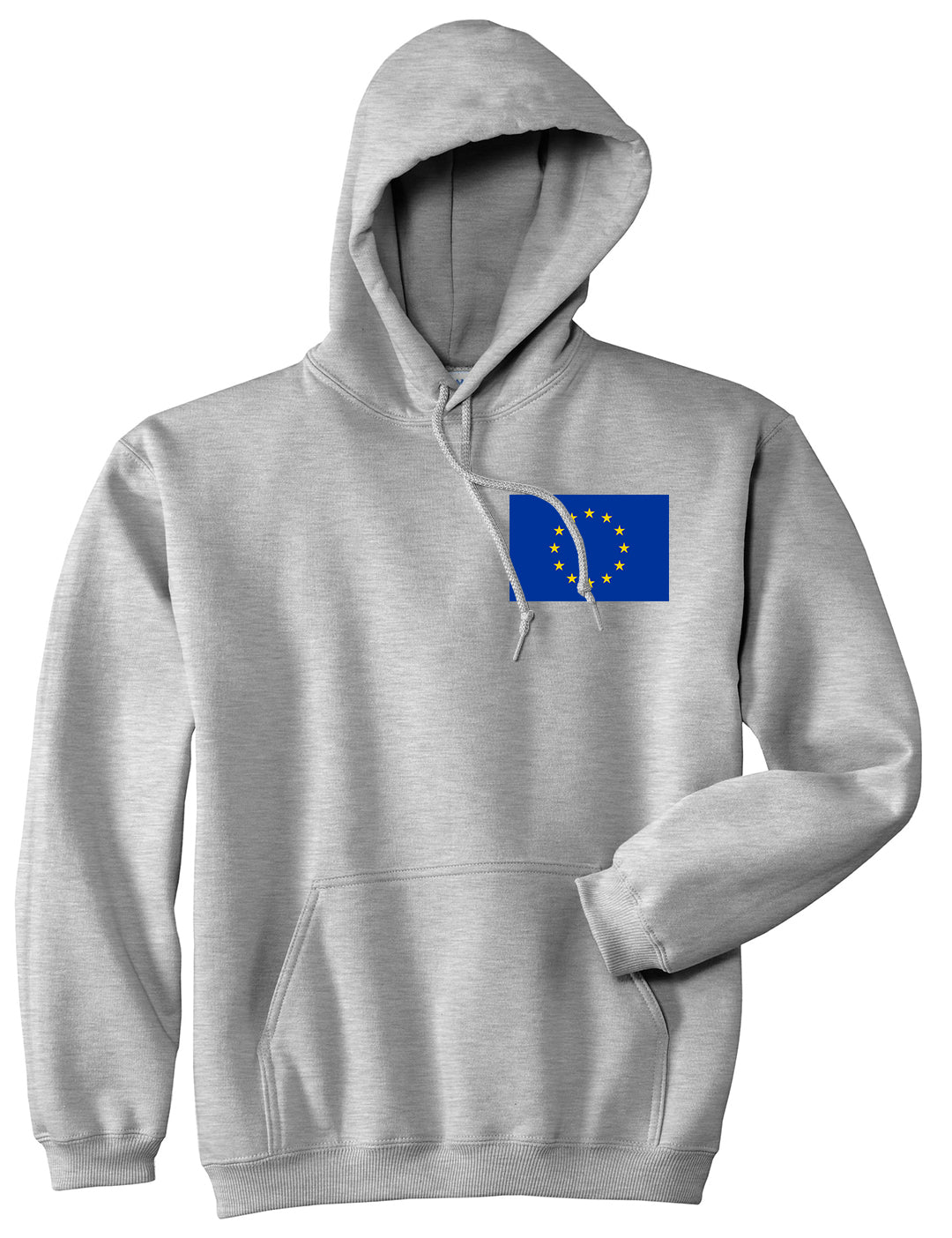 European Union Flag Chest Mens Grey Pullover Hoodie by KINGS OF NY