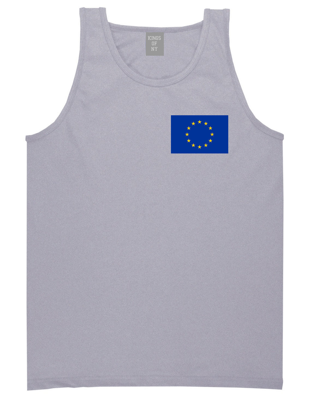 European Union Flag Chest Mens Grey Tank Top Shirt by KINGS OF NY
