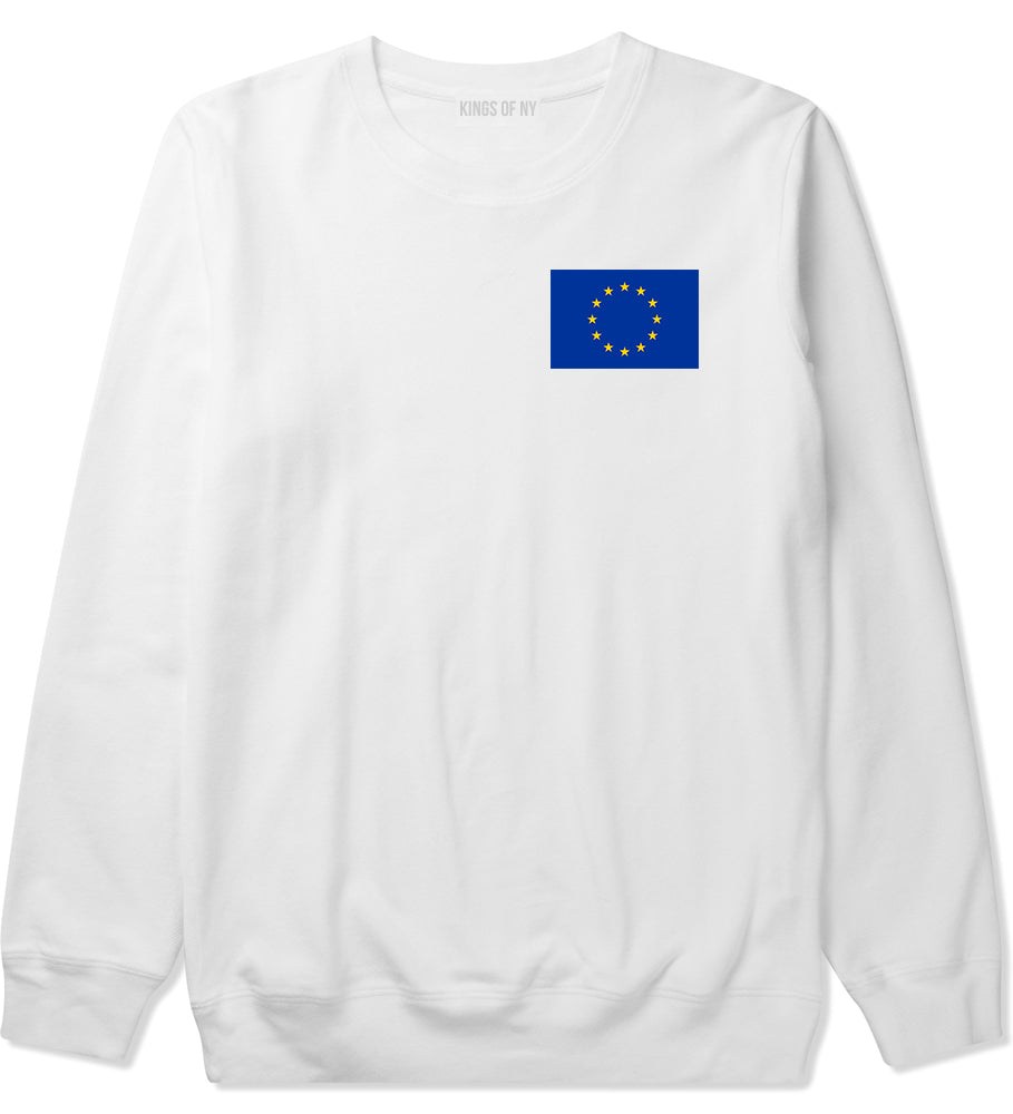 European Union Flag Chest Mens White Crewneck Sweatshirt by KINGS OF NY