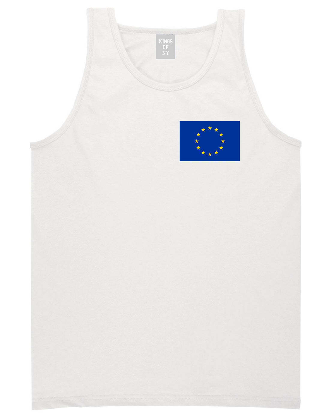 European Union Flag Chest Mens White Tank Top Shirt by KINGS OF NY