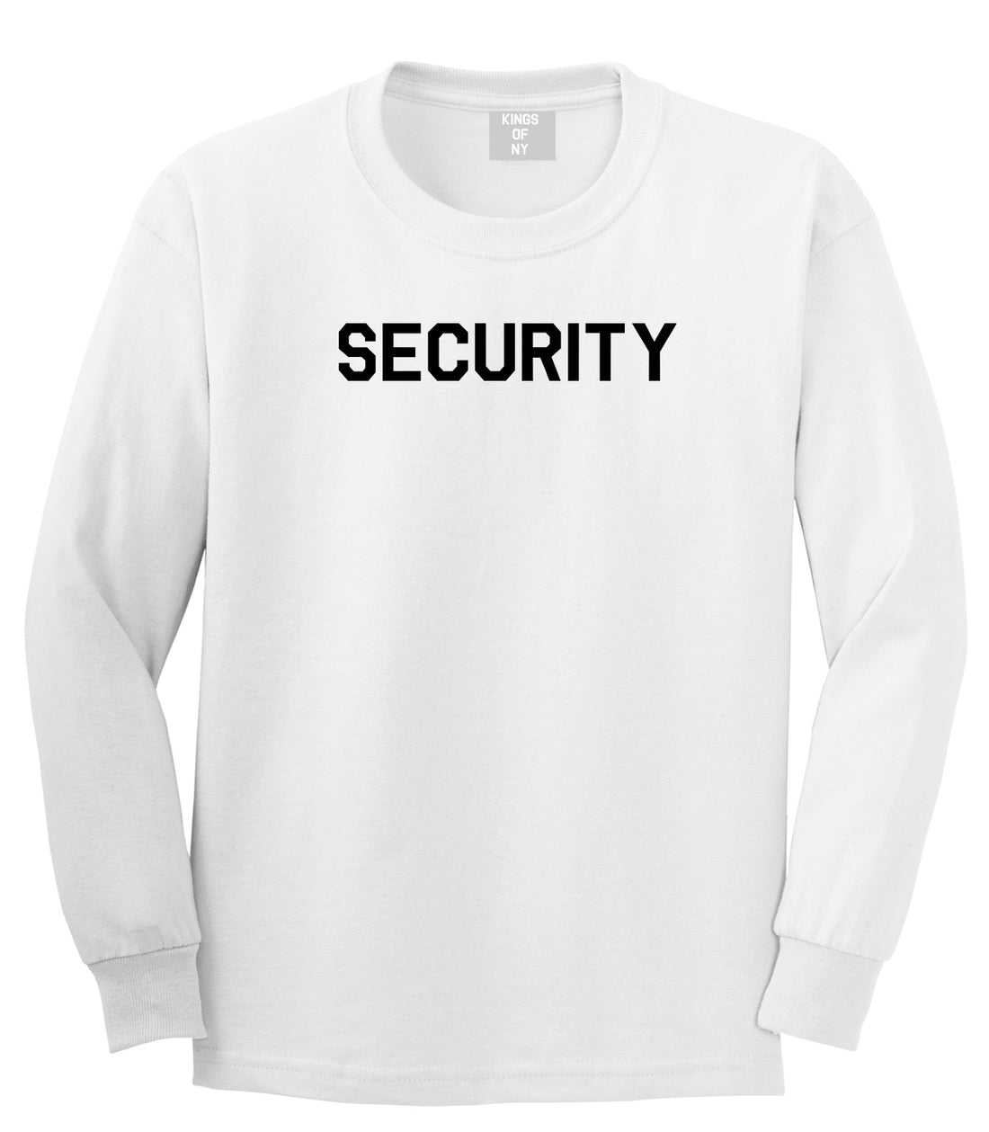 Event Security Uniform Mens White Long Sleeve T-Shirt by KINGS OF NY