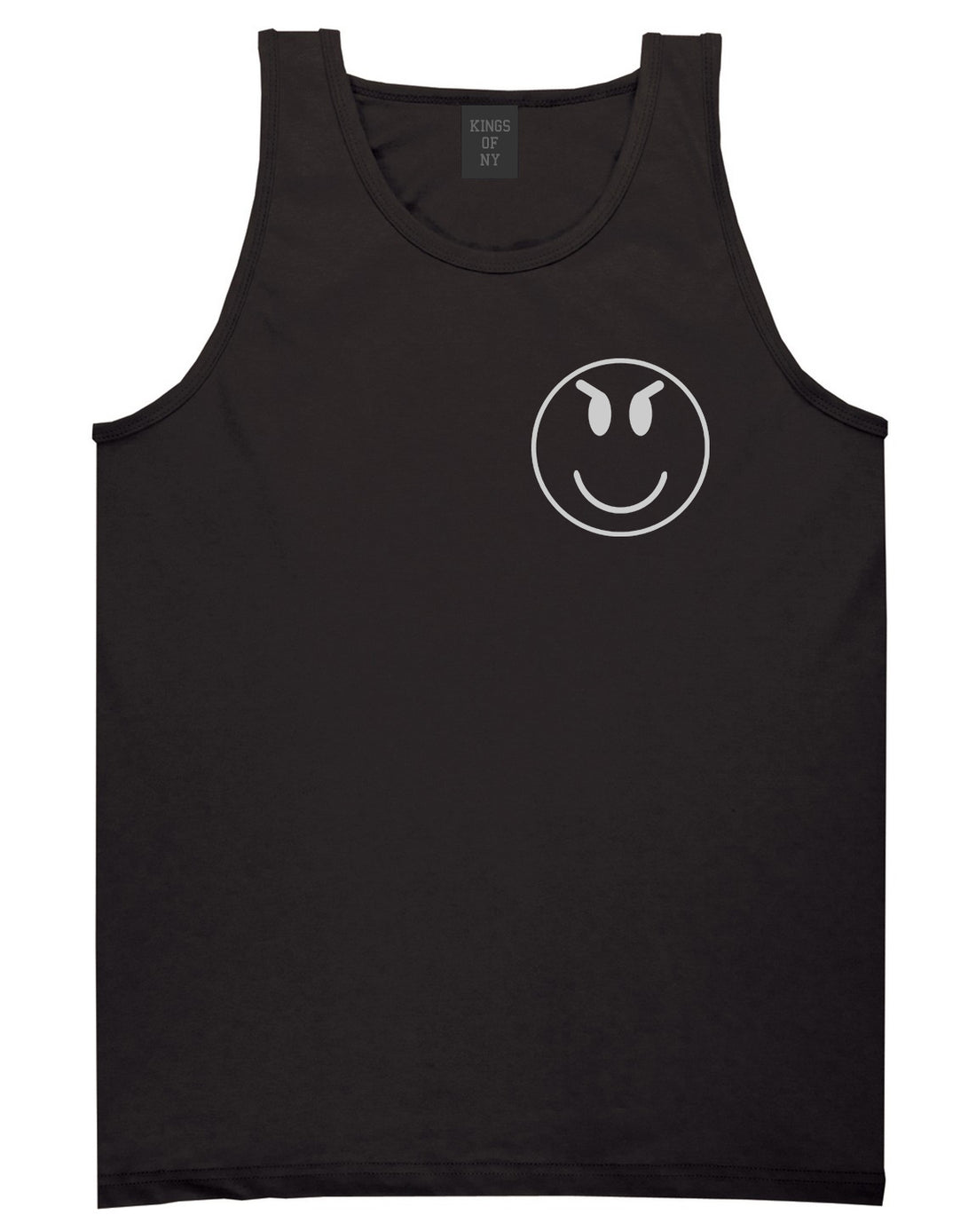 Evil Face Emoji Chest Mens Black Tank Top Shirt by KINGS OF NY