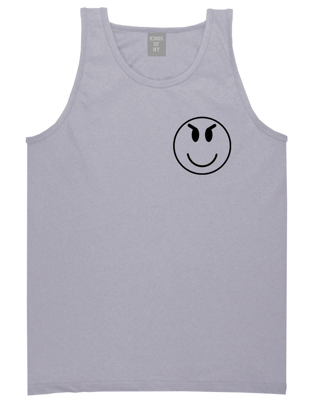 Evil Face Emoji Chest Mens Grey Tank Top Shirt by KINGS OF NY