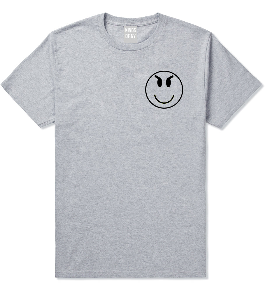 Evil Face Emoji Chest Mens Grey T-Shirt by KINGS OF NY