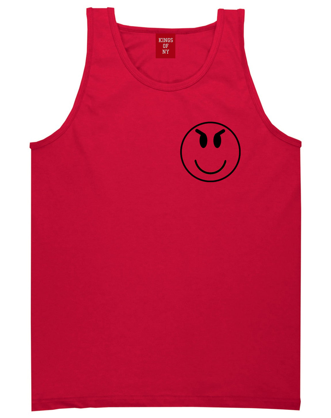 Evil Face Emoji Chest Mens Red Tank Top Shirt by KINGS OF NY