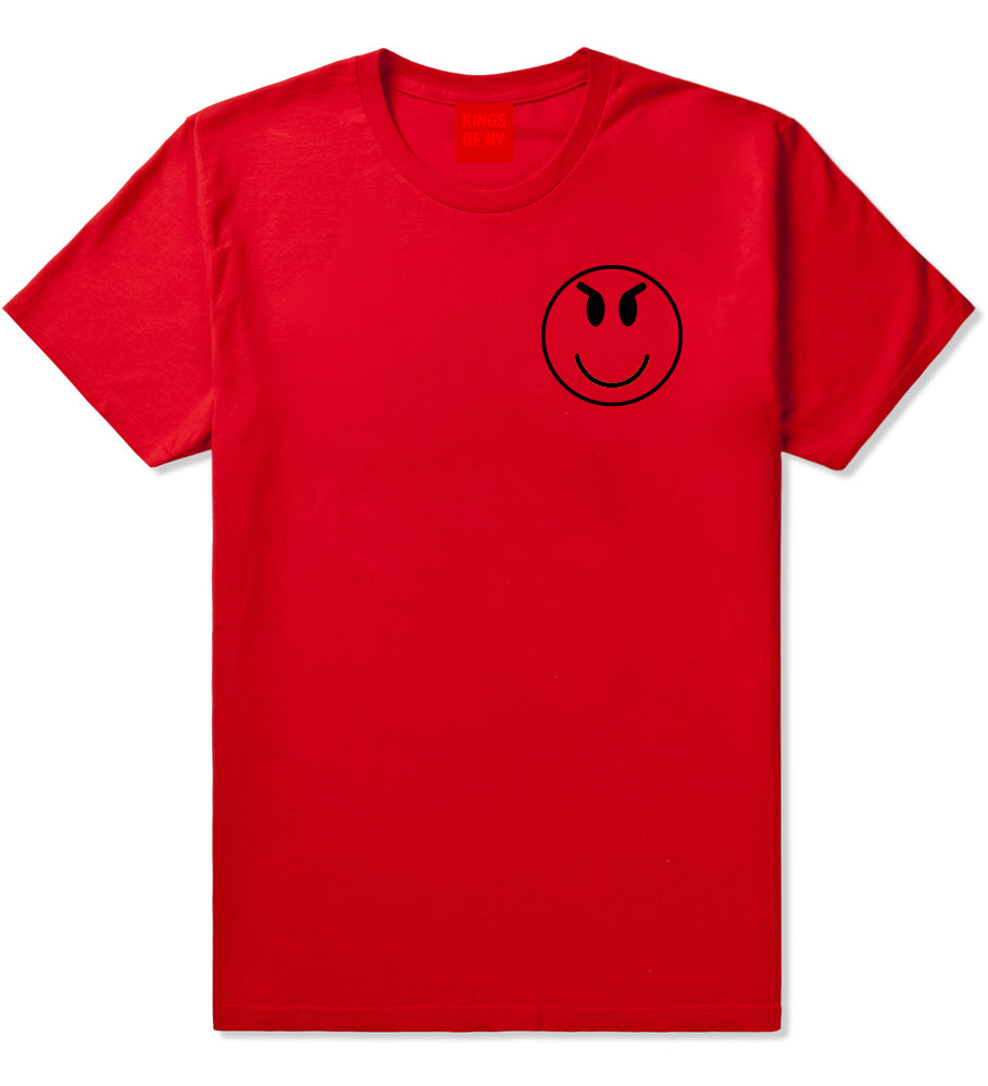 Evil Face Emoji Chest Mens Red T-Shirt by KINGS OF NY