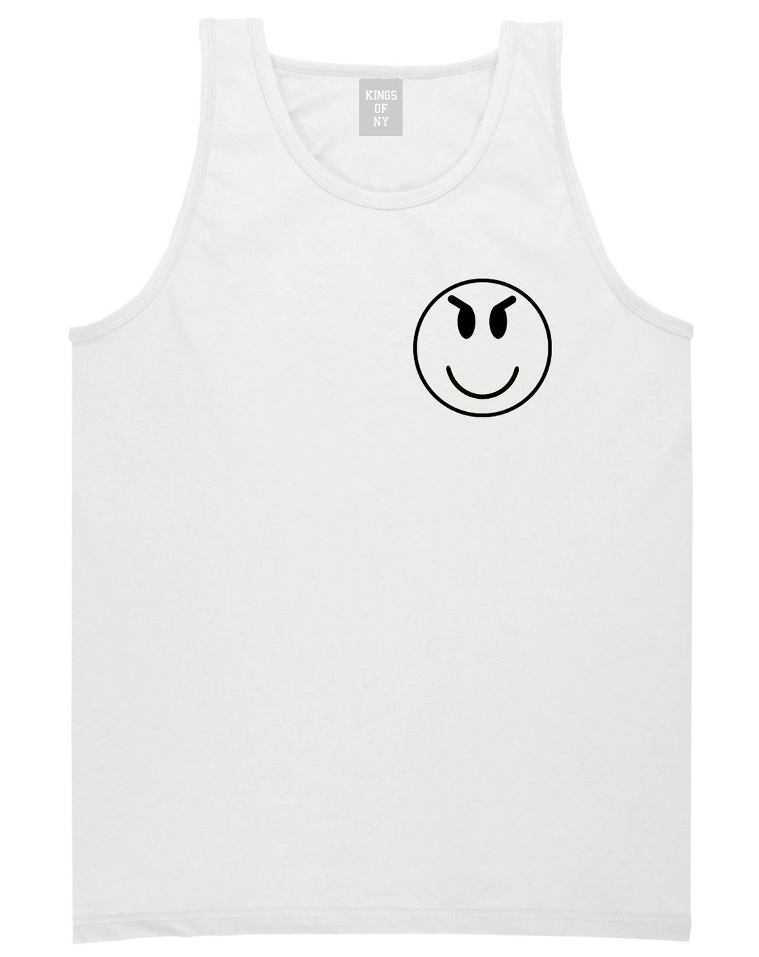 Evil Face Emoji Chest Mens White Tank Top Shirt by KINGS OF NY