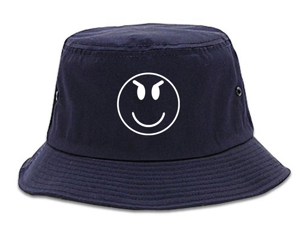 Evil_Face_Emoji Navy Blue Bucket Hat