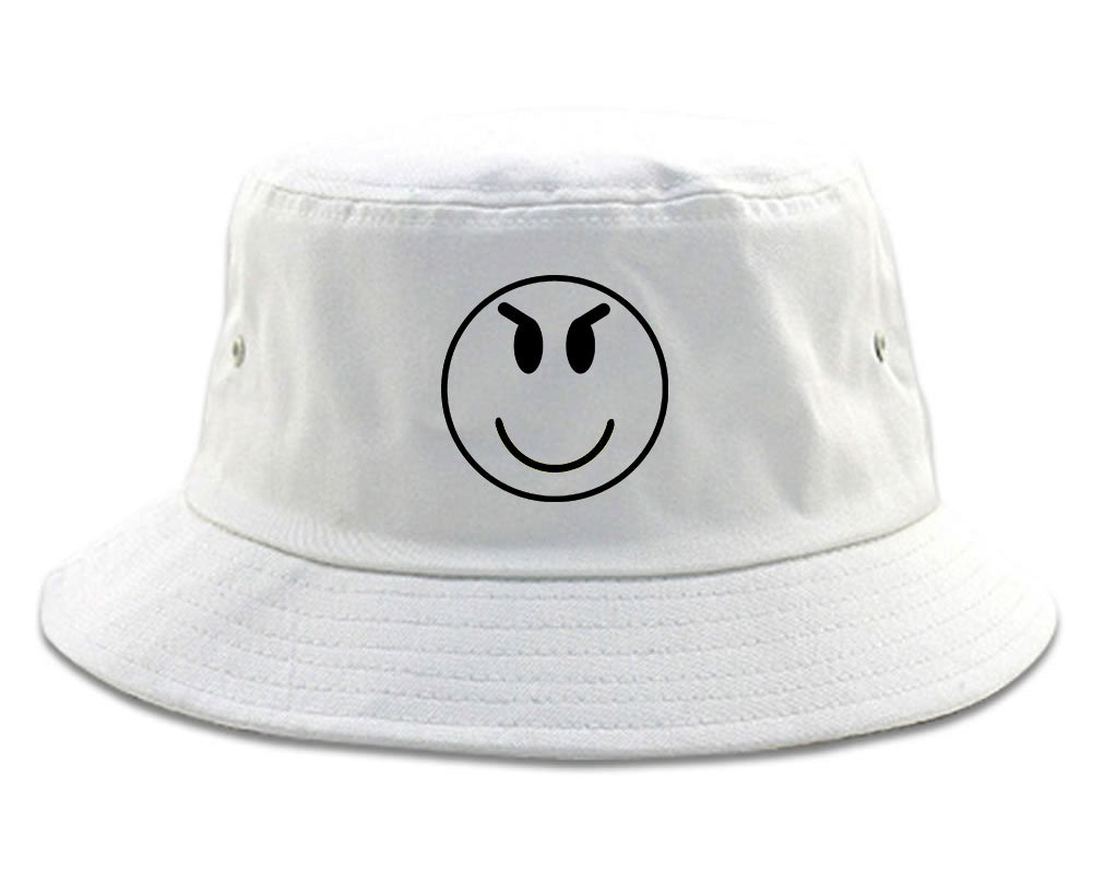 Evil_Face_Emoji White Bucket Hat