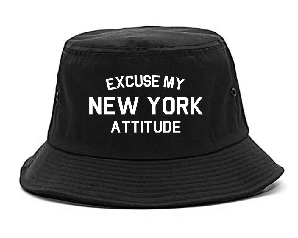 Excuse My New York Attitude Mens Snapback Hat Black
