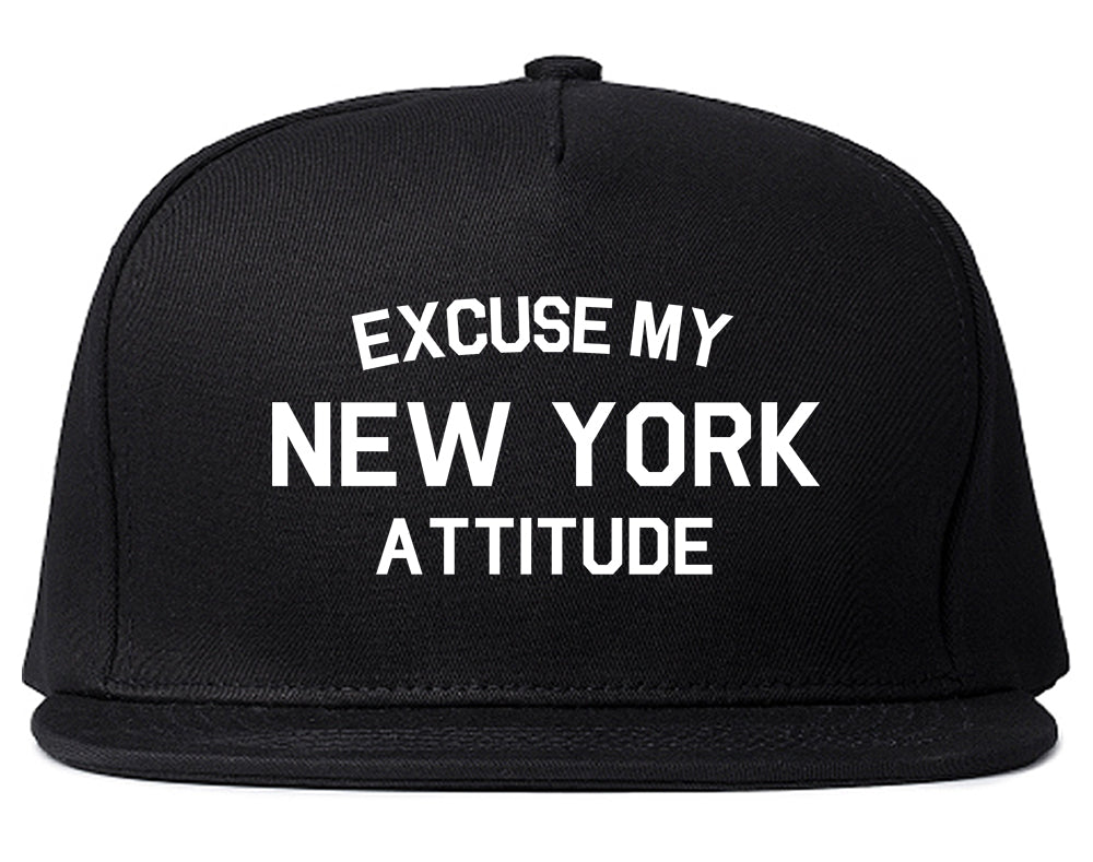 Excuse My New York Attitude Mens Snapback Hat Black