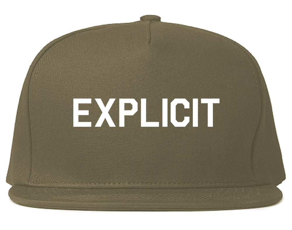Explicit Mens Snapback Hat Grey