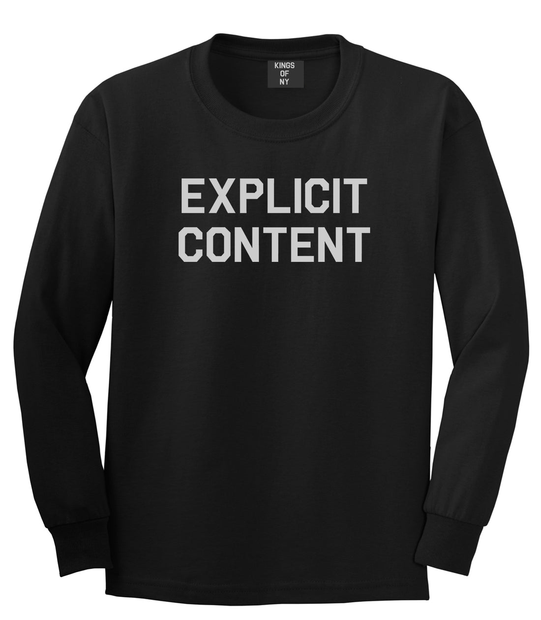 Explicit Content Mens Black Long Sleeve T-Shirt by Kings Of NY