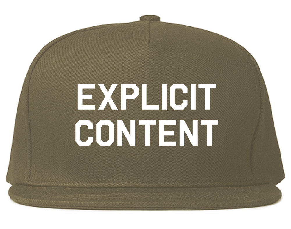 Explicit_Content Mens Grey Snapback Hat by Kings Of NY
