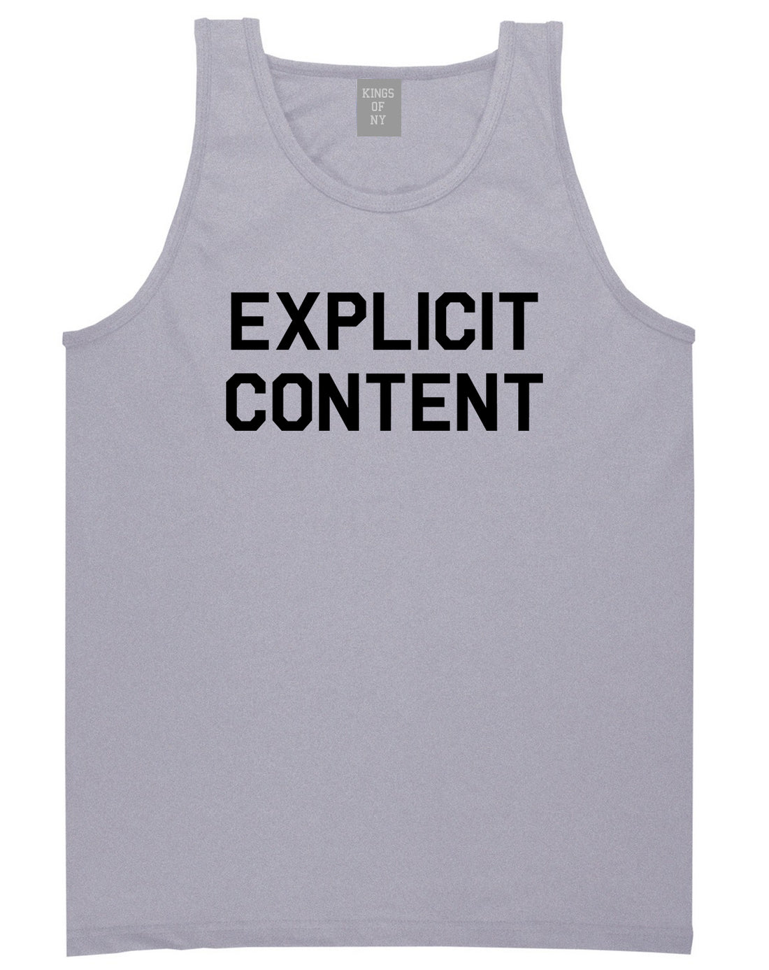 Explicit_Content Mens Grey Tank Top Shirt by Kings Of NY