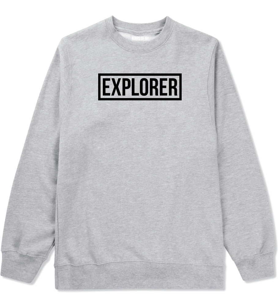 Explorer Box Mens Grey Crewneck Sweatshirt by KINGS OF NY