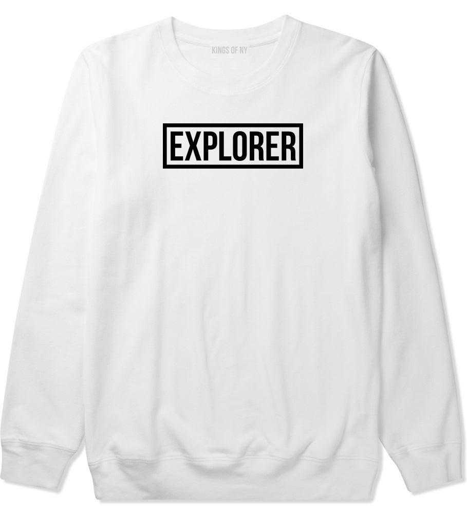 Explorer Box Mens White Crewneck Sweatshirt by KINGS OF NY