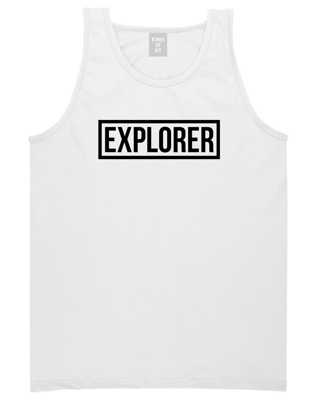 Explorer Box Mens White Tank Top Shirt by KINGS OF NY