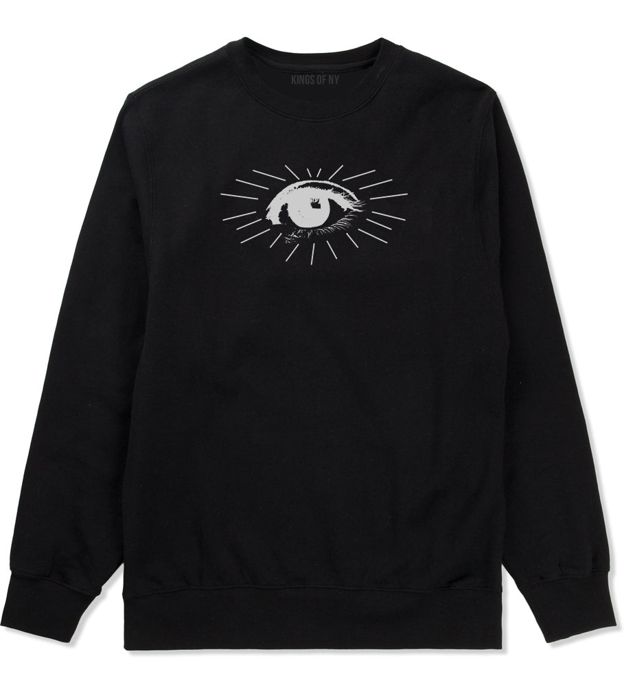 Eyeball Eyes Print Mens Black Crewneck Sweatshirt by KINGS OF NY